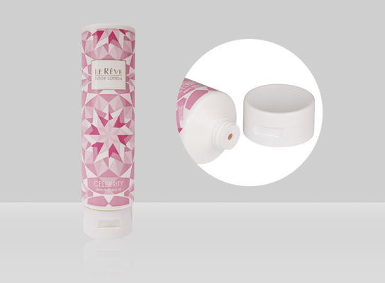 PCR PE Custom Cosmetic Tubes D55mm 150-400ml Empty Cosmetic Squeeze Plastic Body Lotion Tube With Flip Top