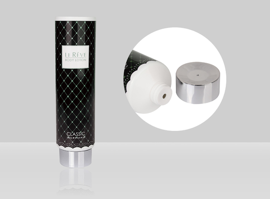D55mm Custom Cosmetic Tubes 150-400ml Empty Squeeze Plastic Body Lotion Tube With Electroplate Screw Cap