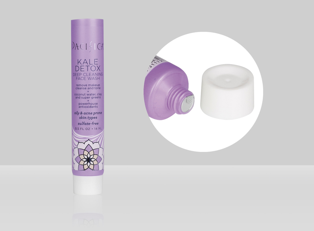Cream Custom Soft Plastic Tube Packaging For Cosmetics D22mm 10-30ml With Frosted White Screw On Cap